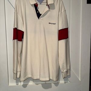 Tommy Hilfiger Men's Polo in Cream and Red